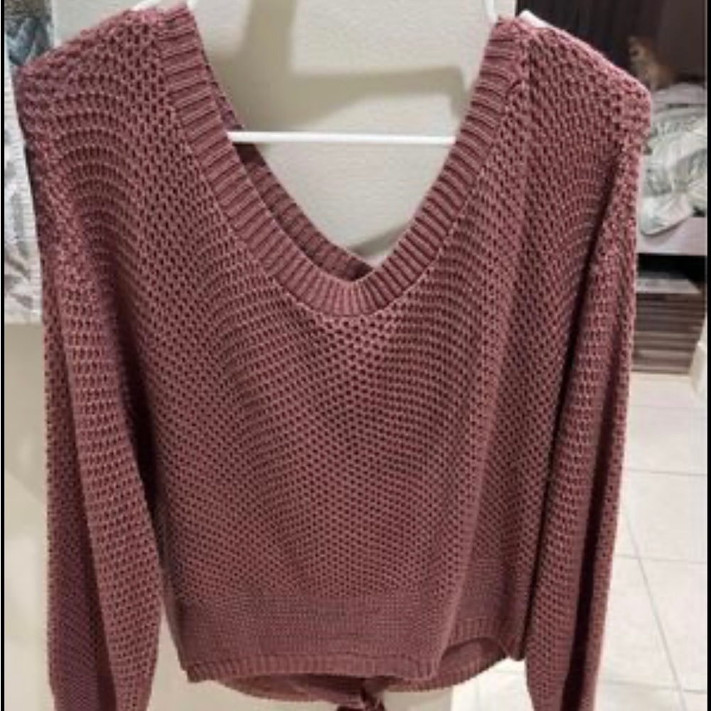 Mauve express sweater tie up back size small new with tags